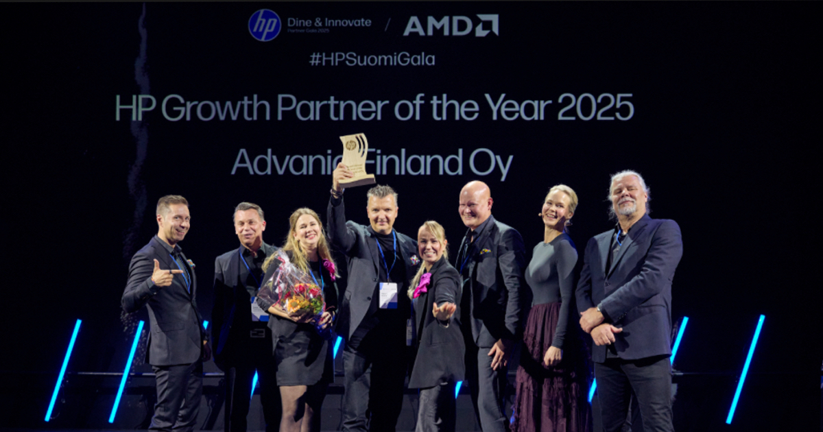 Advanialle jälleen tunnustusta - yritys on HP Growth Partner of the Year 2025
