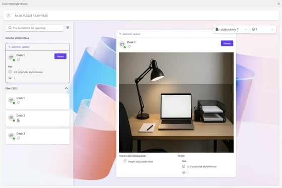 Microsoft Places: Työpisteen varaus