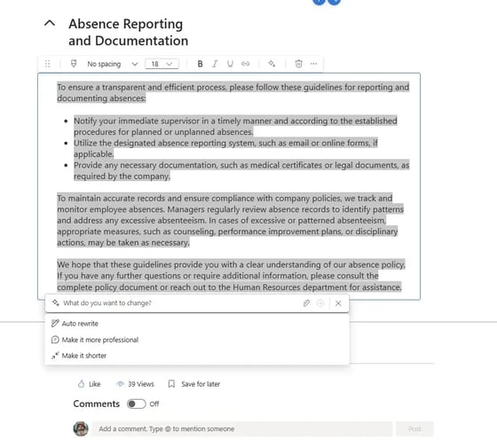 Copilot integroi AI:n sivujen luomiseen ja editointiin ilman siirtymisiä eri ohjelmiin.