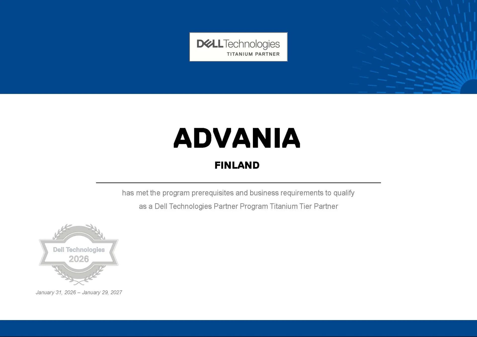 Advania jatkaa Dell Technologies Titanium ‑kumppanina